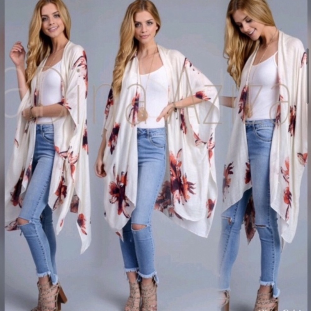 New Bohemian Floral Print Kimono Cardi - Picture 7 of 12